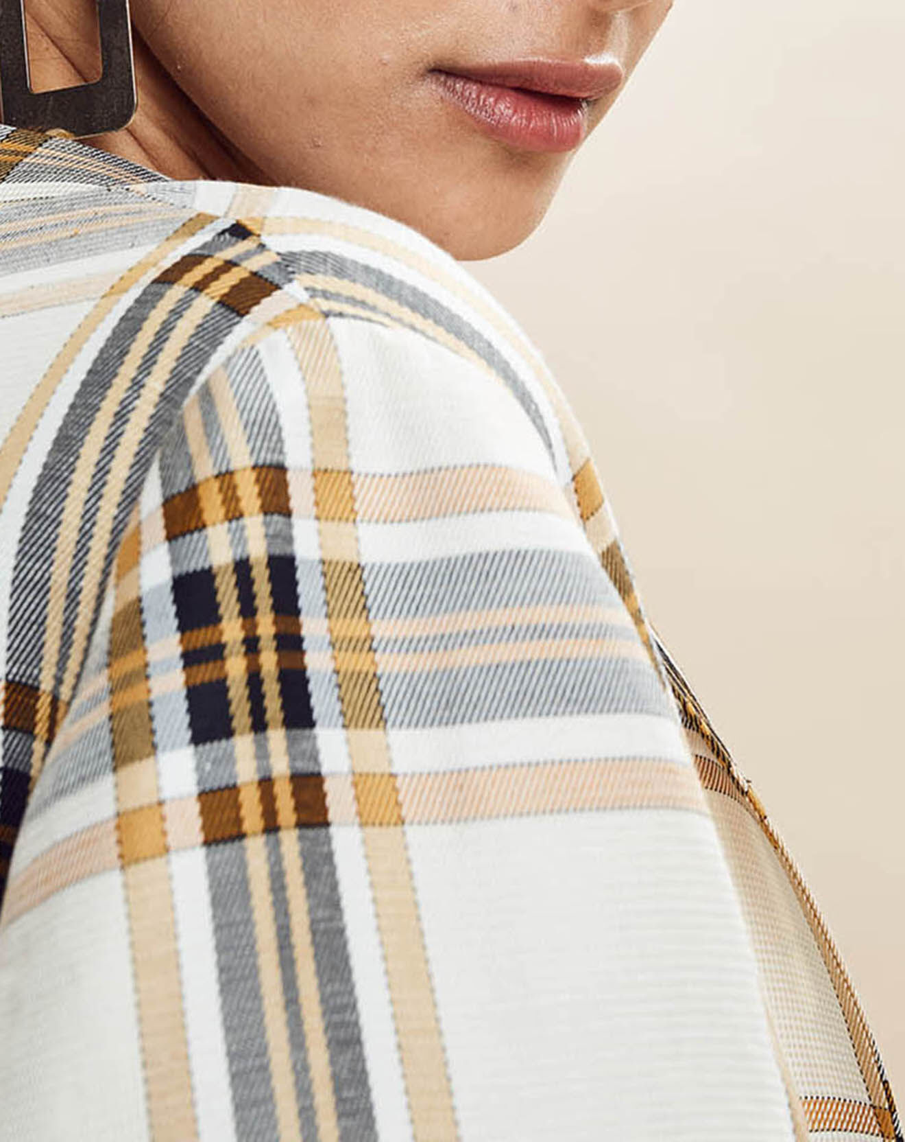Chloé Stora Veste en Lin mélangé Valerio à carreaux écrue