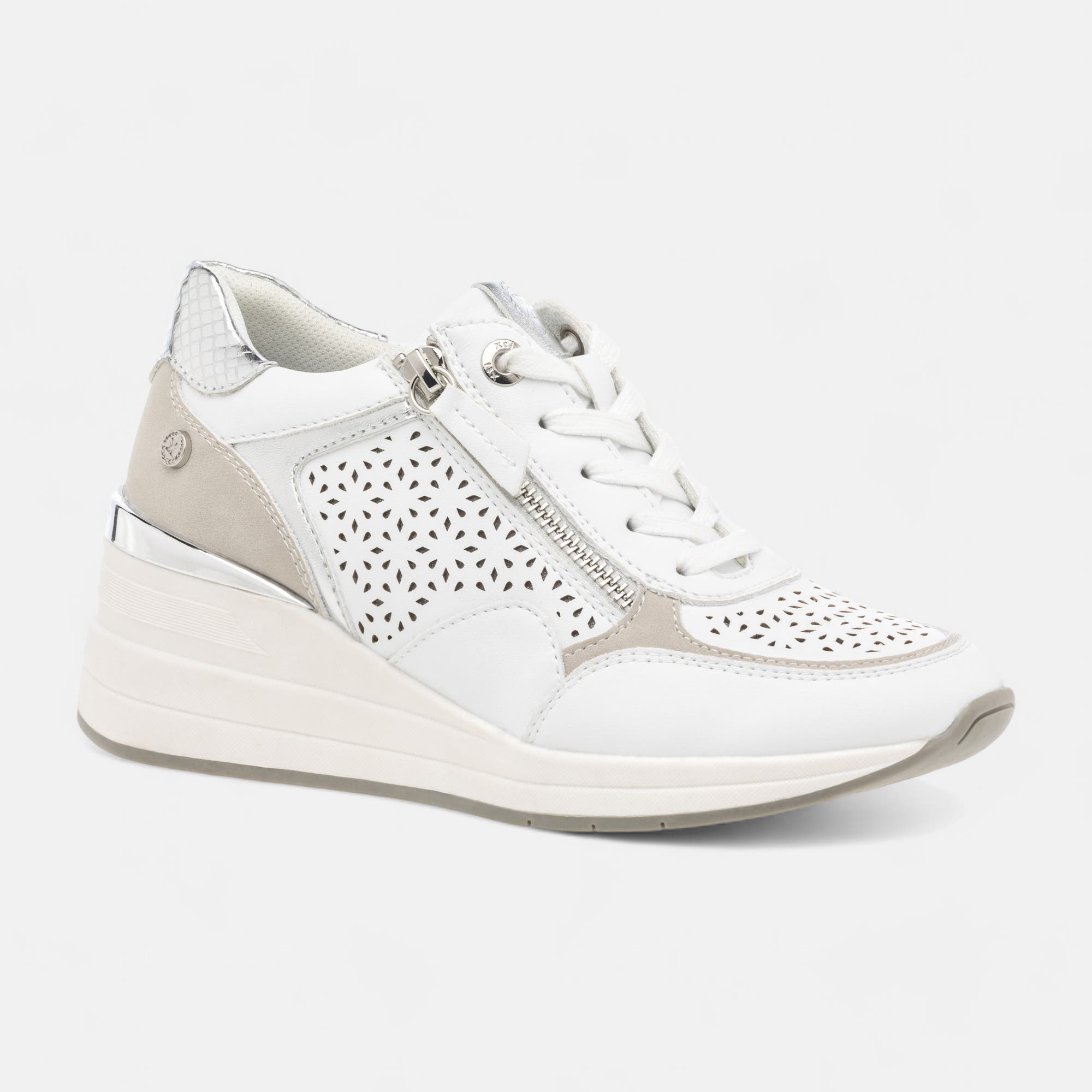 Baskets basses à talon compensé Femme blanc