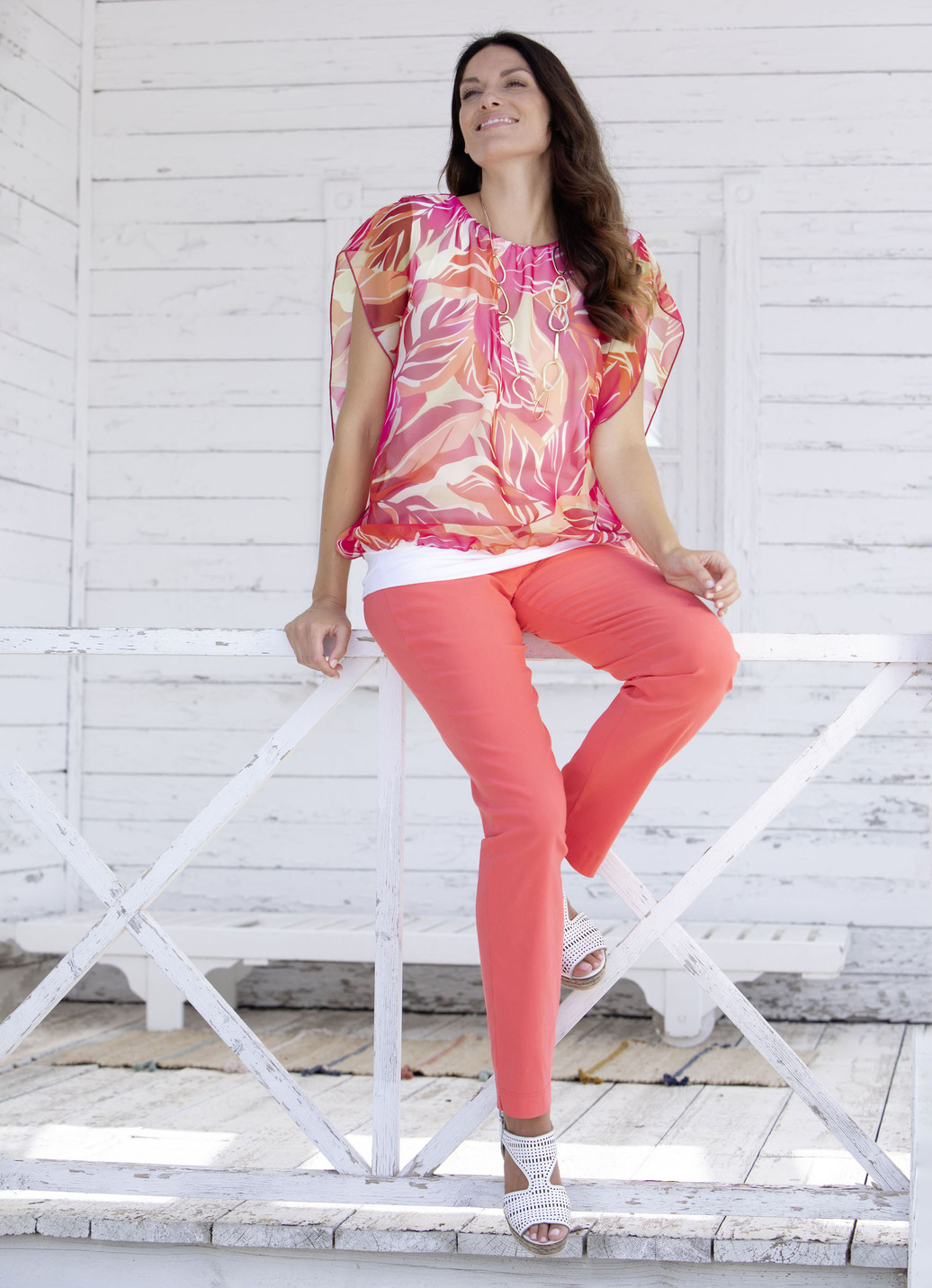 Poncho-Tunika mit eingearbeitetem Top