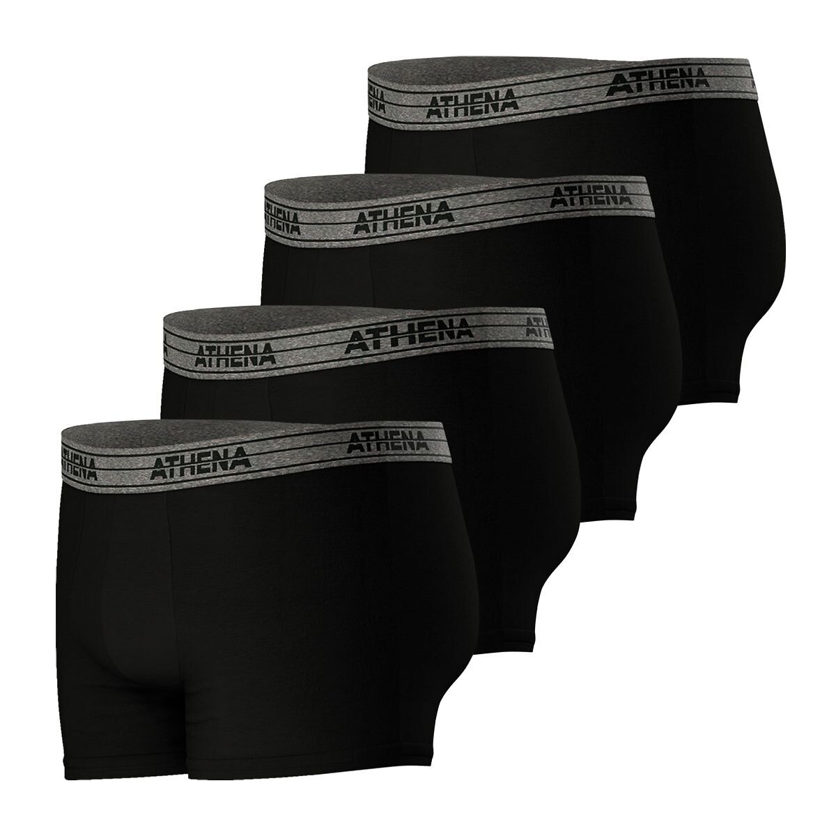 ATHENA<br>Conjunto de 4 cuecas boxer básicas de algodão