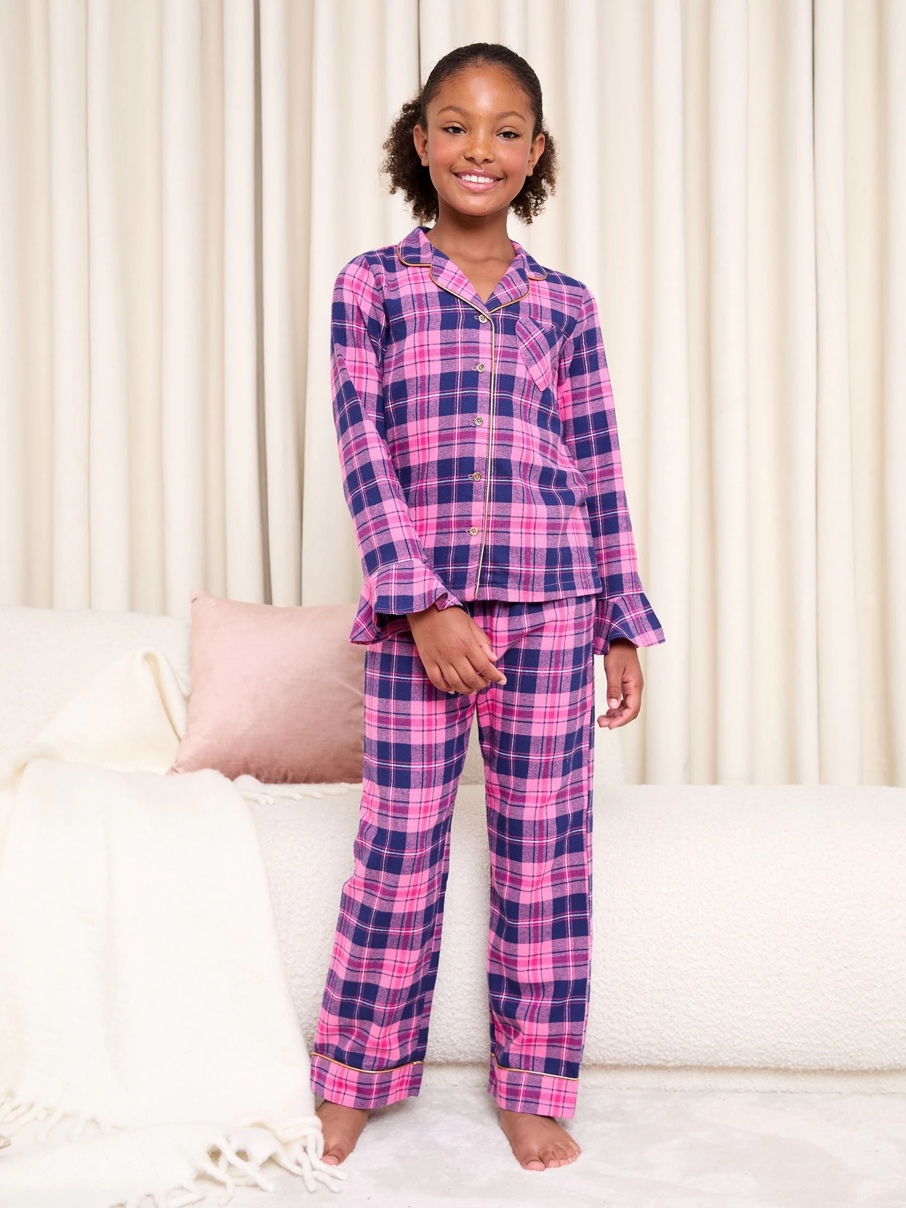 Lipsy Christmas Check Woven Pyjamas Set (5-16yrs)