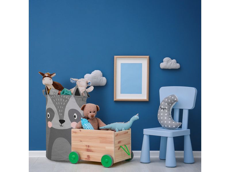 relaxdays Spielzeugkorb gross Waschbär Runder Aufbewahrungskorb für das Kinderzimmer
