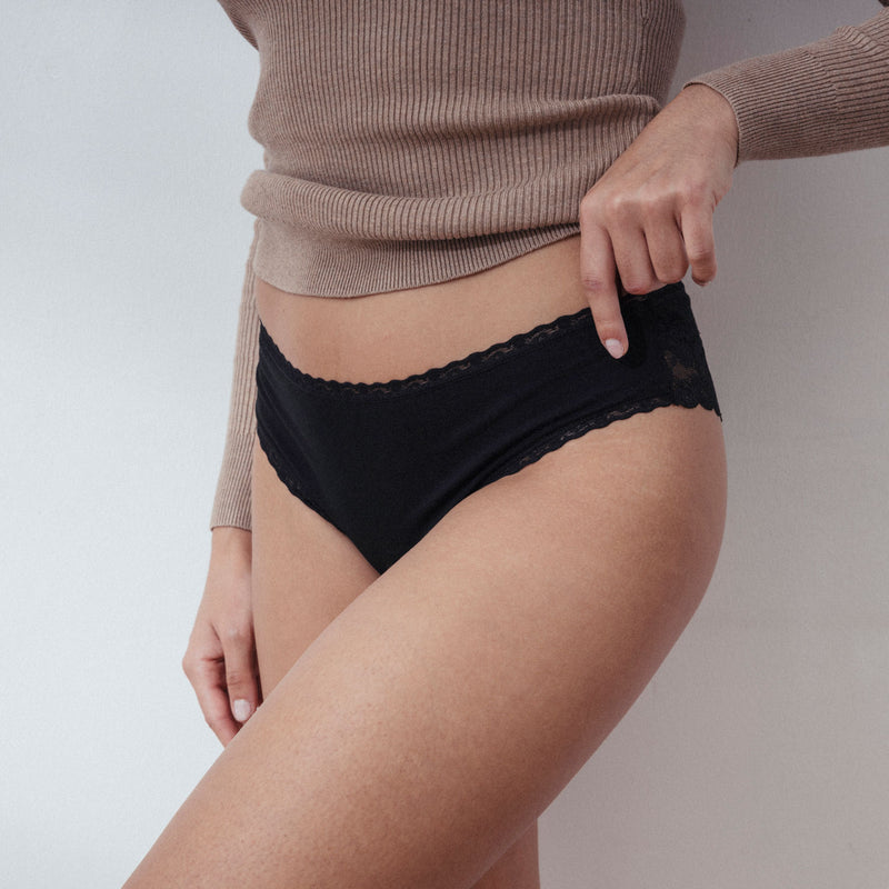 Brazilian Slips mit Spitze aus Bio-Baumwolle Mix (Apricot/Grün/Schwarz)