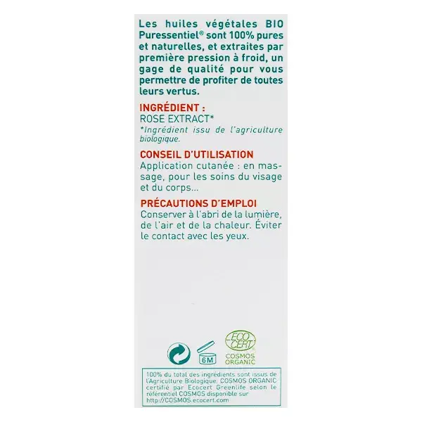 Óleo Vegetal de Rosa Mosqueta Orgânico Puressentiel 50ml