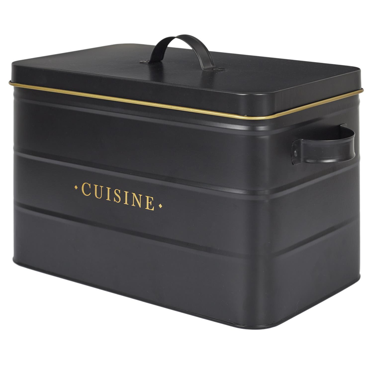 BOITE METAL NOIR ET DORE CUISINE