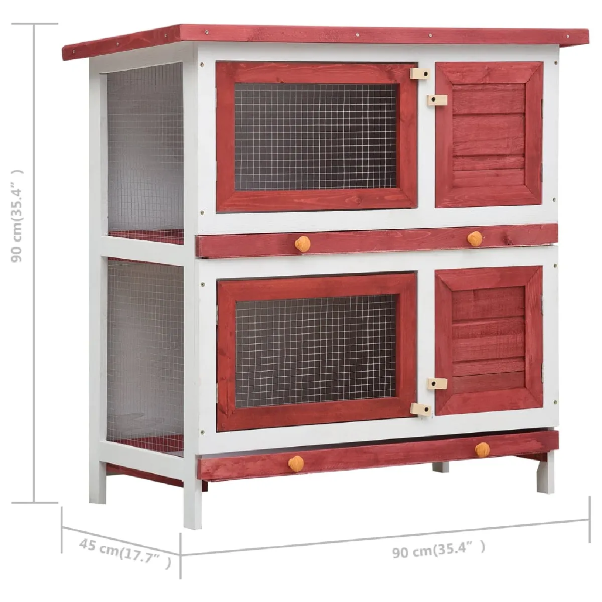 vidaXL Clapier 4 Portes - 90x45x90 cm