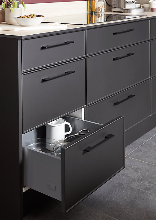 Porte de meuble de cuisine Pasilla noir mat l. 60 cm x H. 72 cm GoodHome