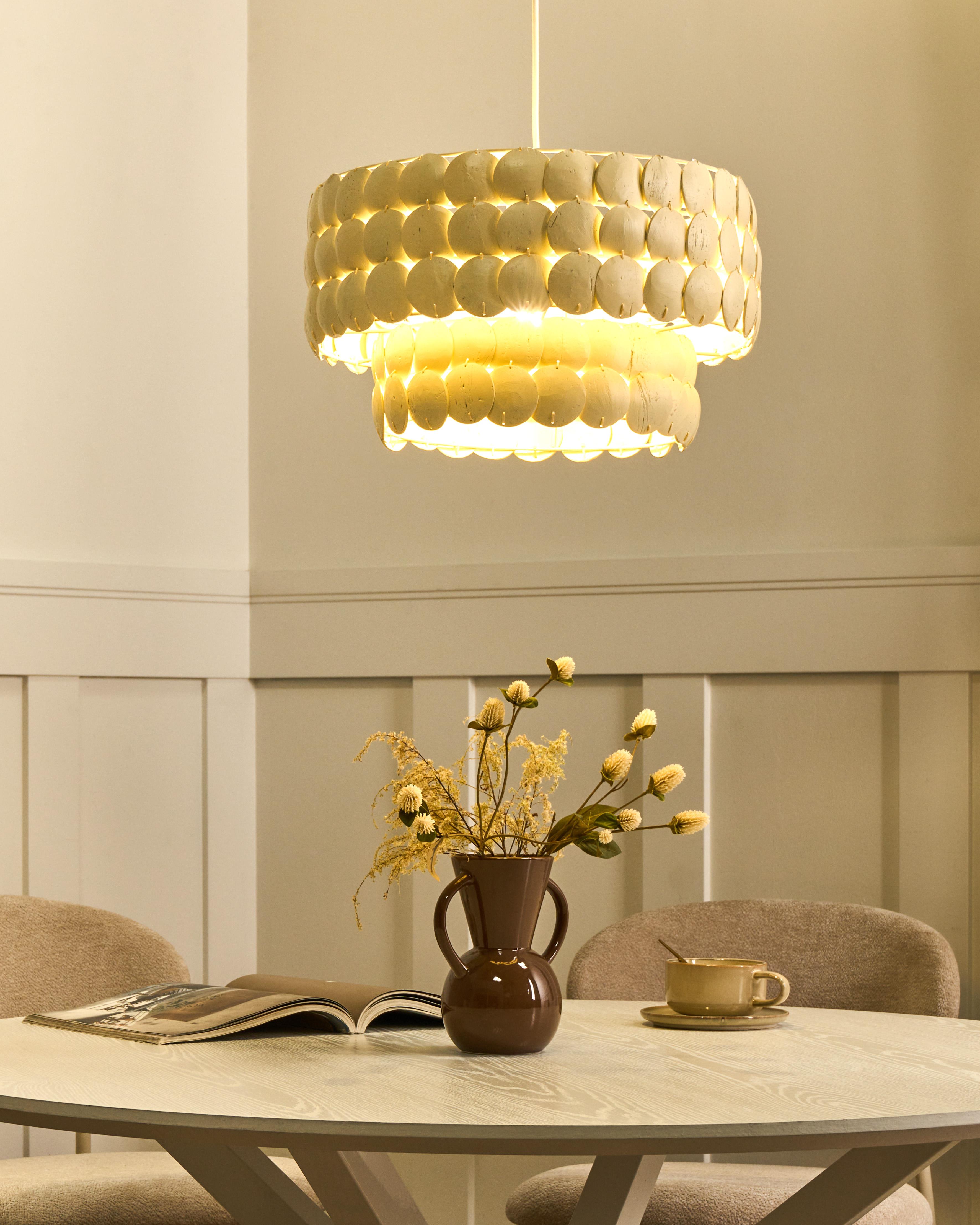 Kroonluchter KOTMALE Kokosnootschaal Lichtbeige