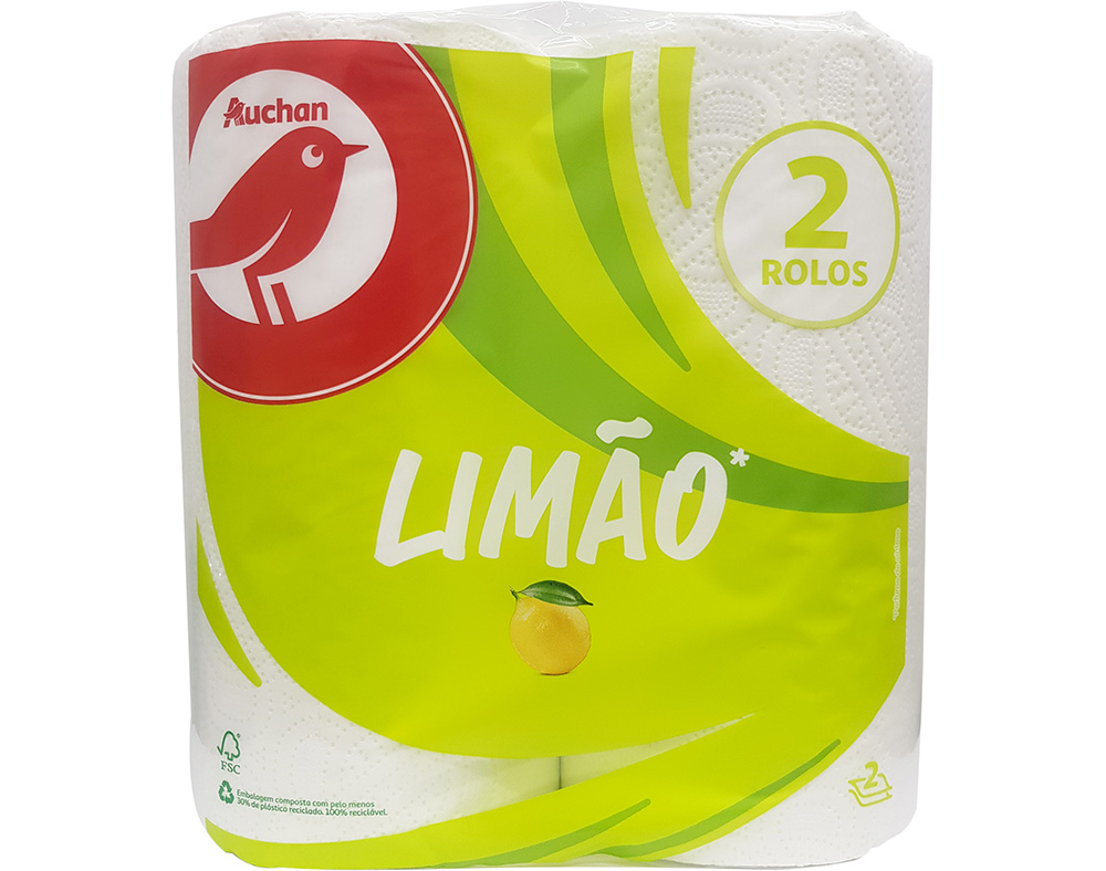 ROLO COZINHA AUCHAN LIMÃO 2 FOLHAS 2 ROLOS