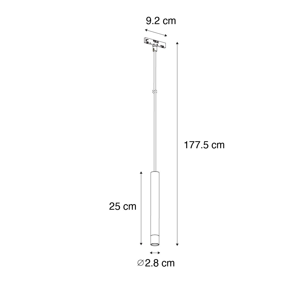 Moderne hanglamp donker brons voor railsysteem 1-fase  - Slimline Keno