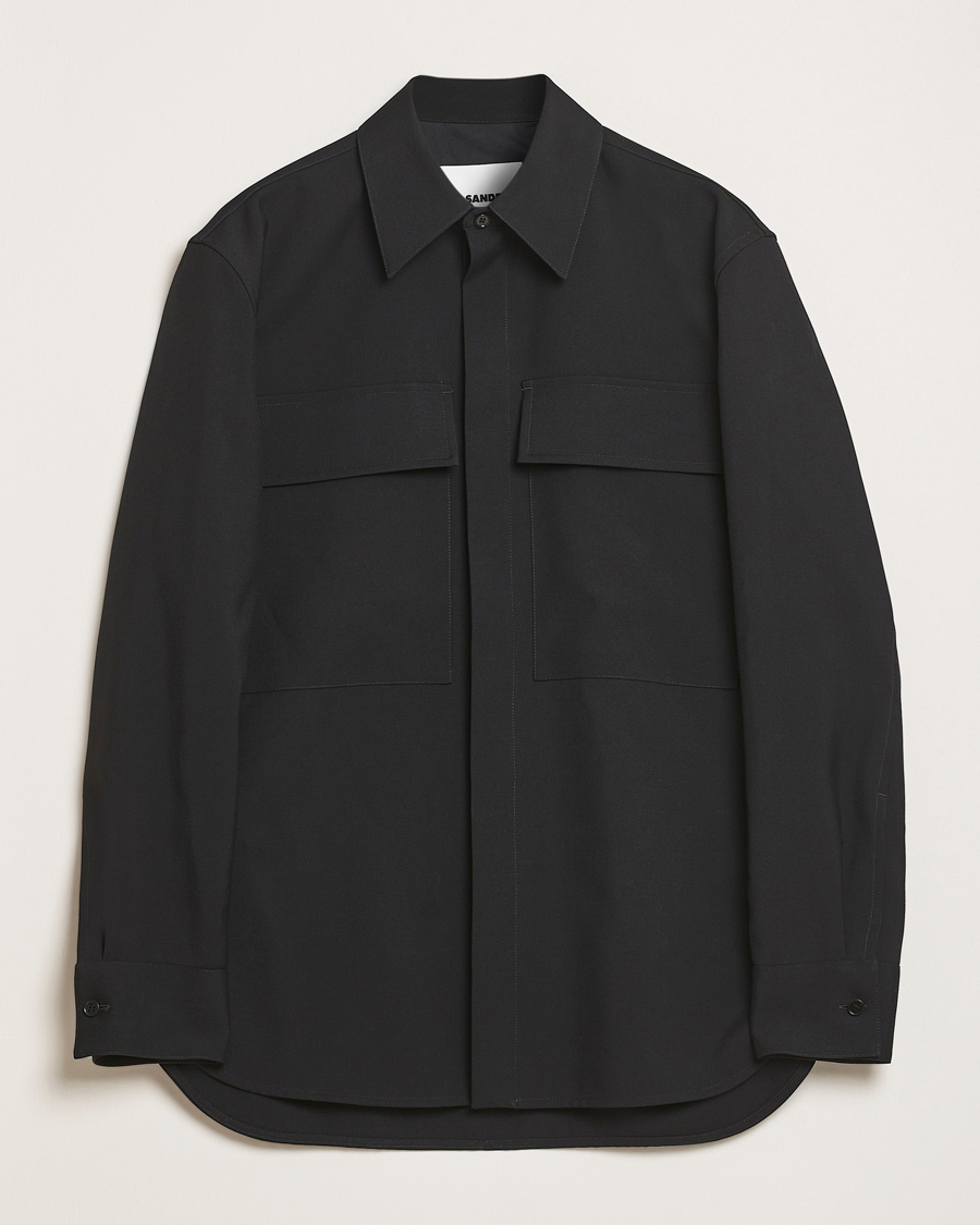 Jil Sander Double Pocket Gabardine Overshirt Black