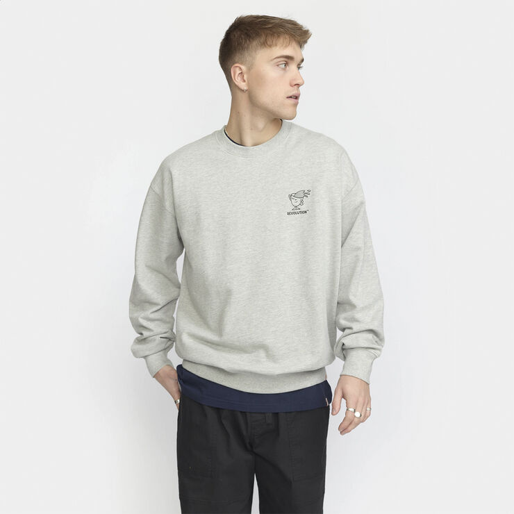 RVLT - Revolution Printed Crewneck Grey-melange