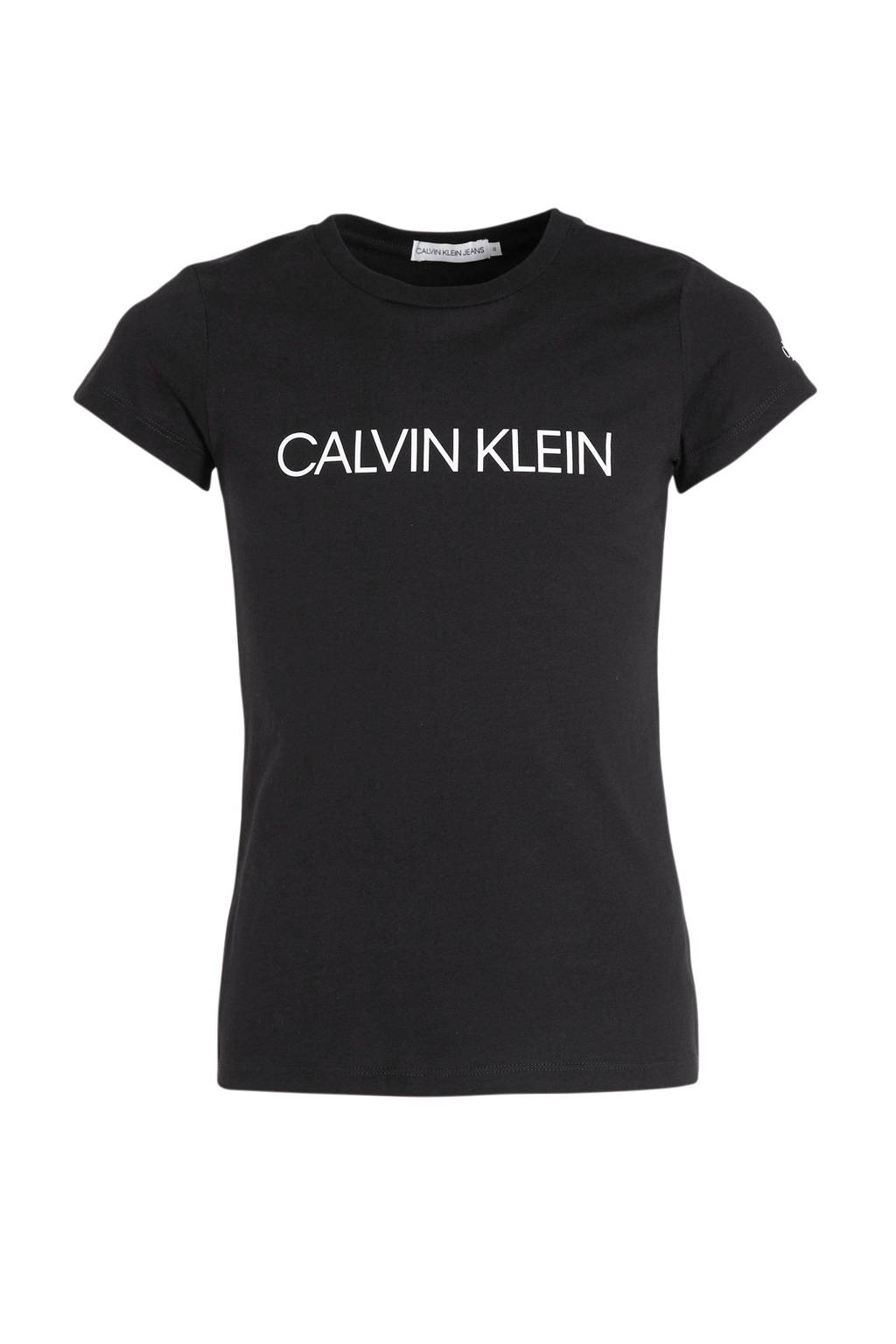 CALVIN KLEIN JEANS slim fit T-shirt met logo zwart