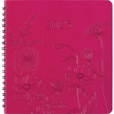 Agenda à spirale Primrose - 1 semaine sur 2 pages - 16,5 x 16,5 cm - fuchsia - Oberthur