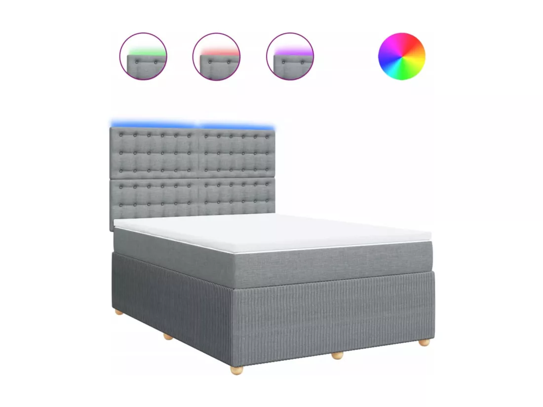Sommier à lattes de lit avec matelas Gris clair 160x200cm Tissu