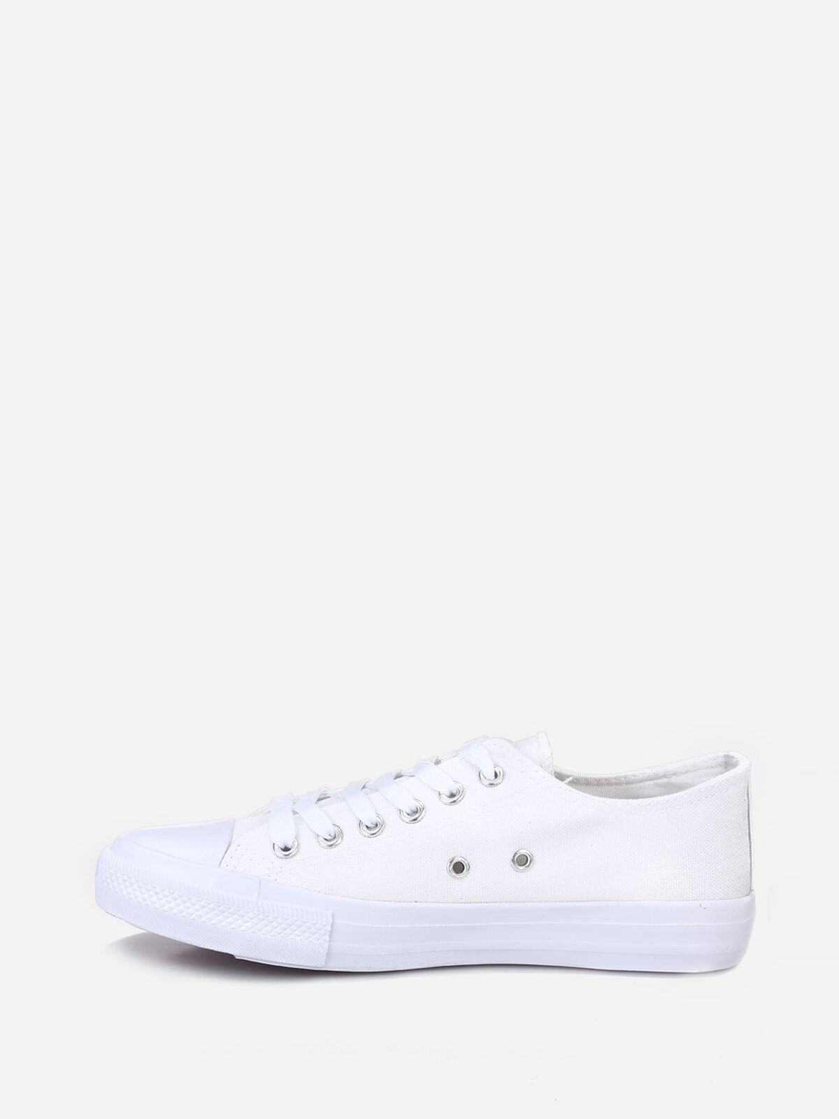 Tennis basses unies en toile- Blanc