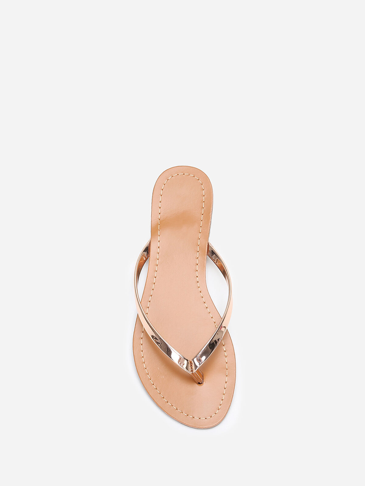 Tongs à bride vernie- Doré rose