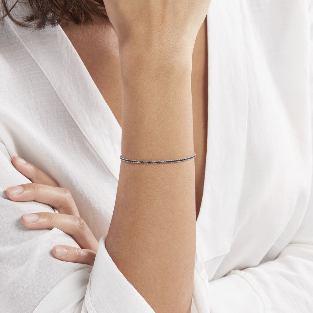 Bracelet Lou-anne Argent Blanc Oxyde De Zirconium Noir