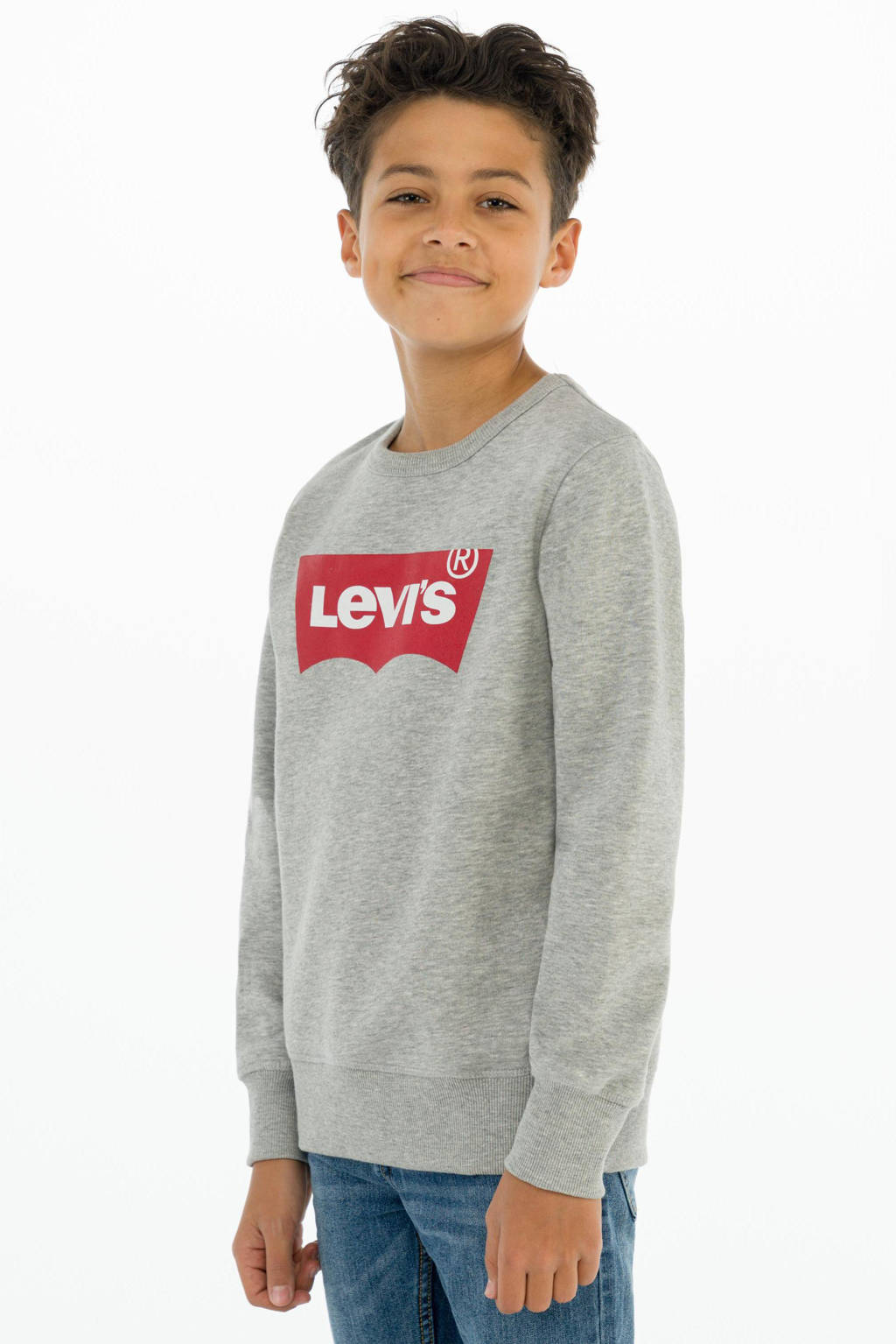 Levi's sweater Batwing met logo grijs melange