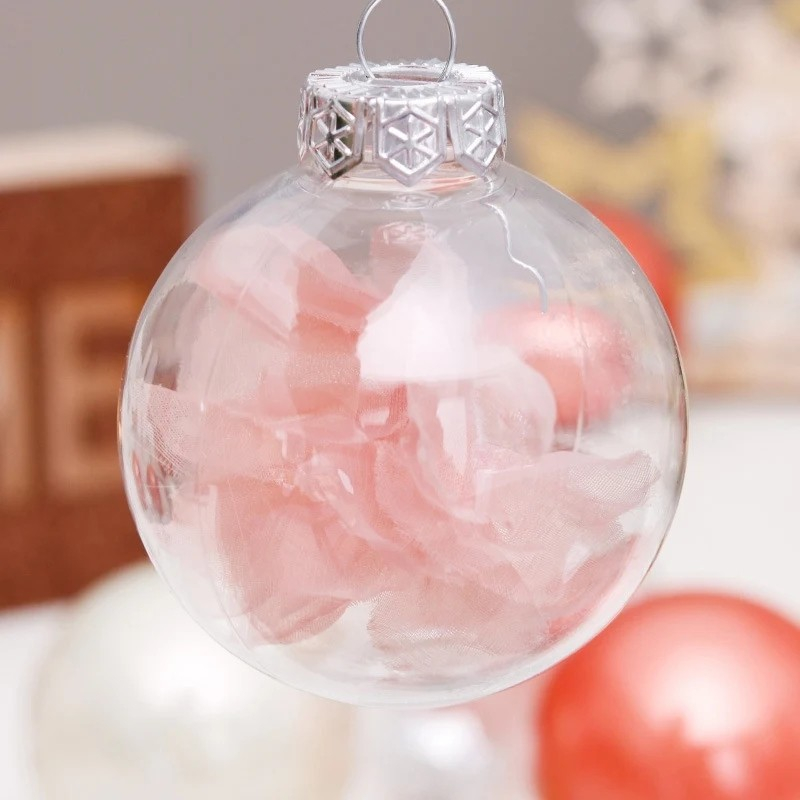 (30er Set) Christbaum Schmuck Gefüllte Weihnachtskugeln Tannenbaum Home Deko - Rot / Champagner / Transparent