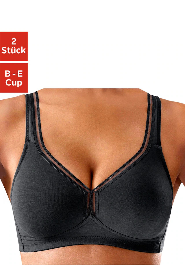 petite fleur T-Shirt-BH, 2 Stücker Packung, ohne Bügel aus Baumwolle, Basic Dessous