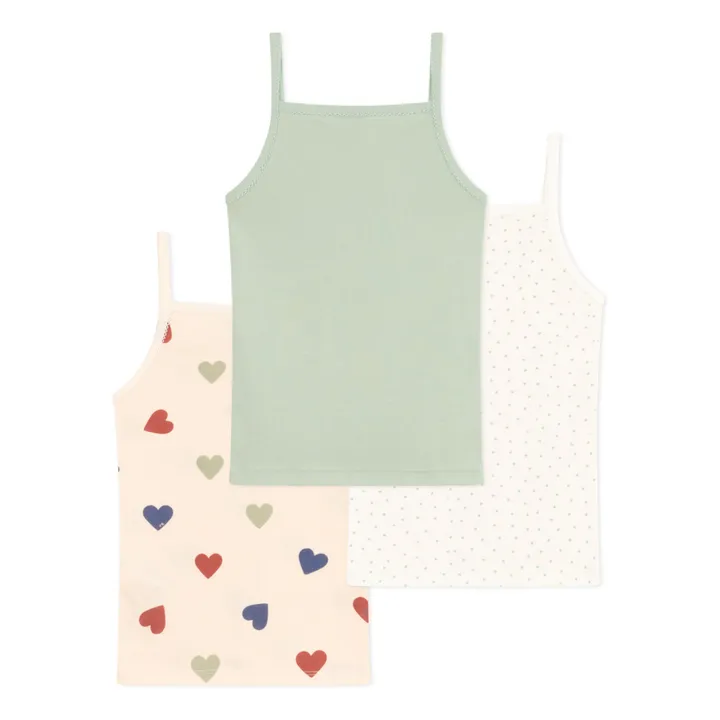 Petit Bateau Lot 3 Débardeurs Cœurs | Sauge