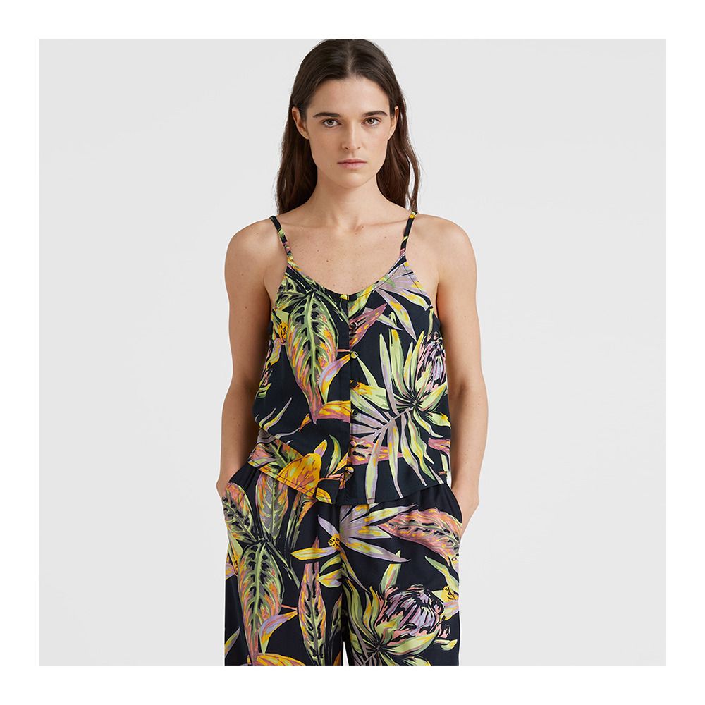 O'Neill TIARE - Débardeur Femme black tropical flower