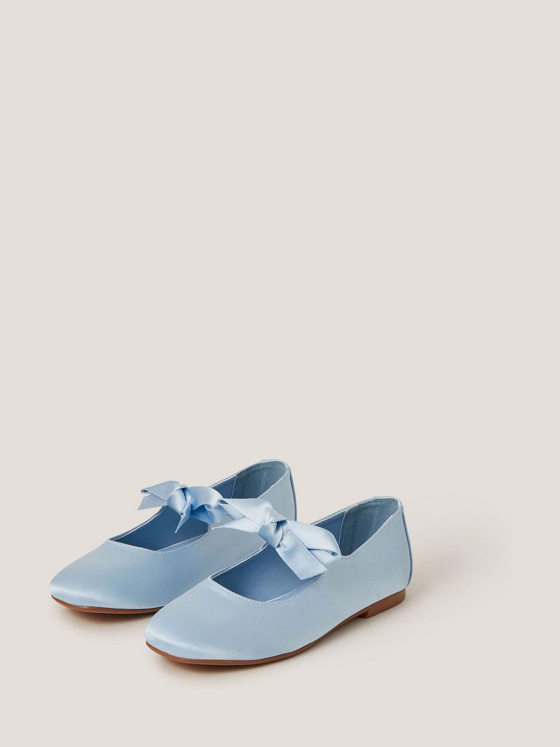 Blauw - Monsoon Satin Bow Ballet Flats