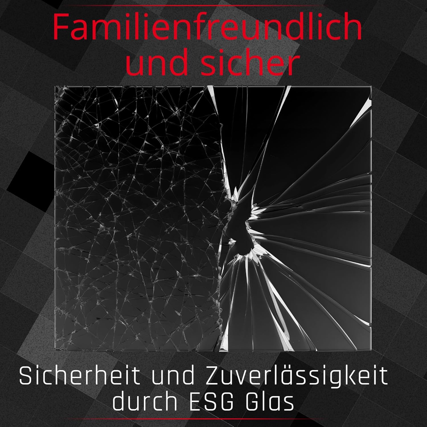 BIJON Funkenschutz-Platte Schwarz mit polierter Kante, Glasplatte Kaminofen, Kaminschutz mit ESG Sicherheitsglas, Kamin Zubehör, Kamin Glasplatte, Quadrat 100 x 100 cm, 6mm