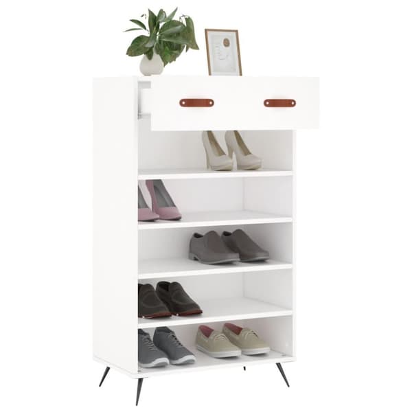 vidaXL Skohylle hvit 60x35x105 cm konstruert tre