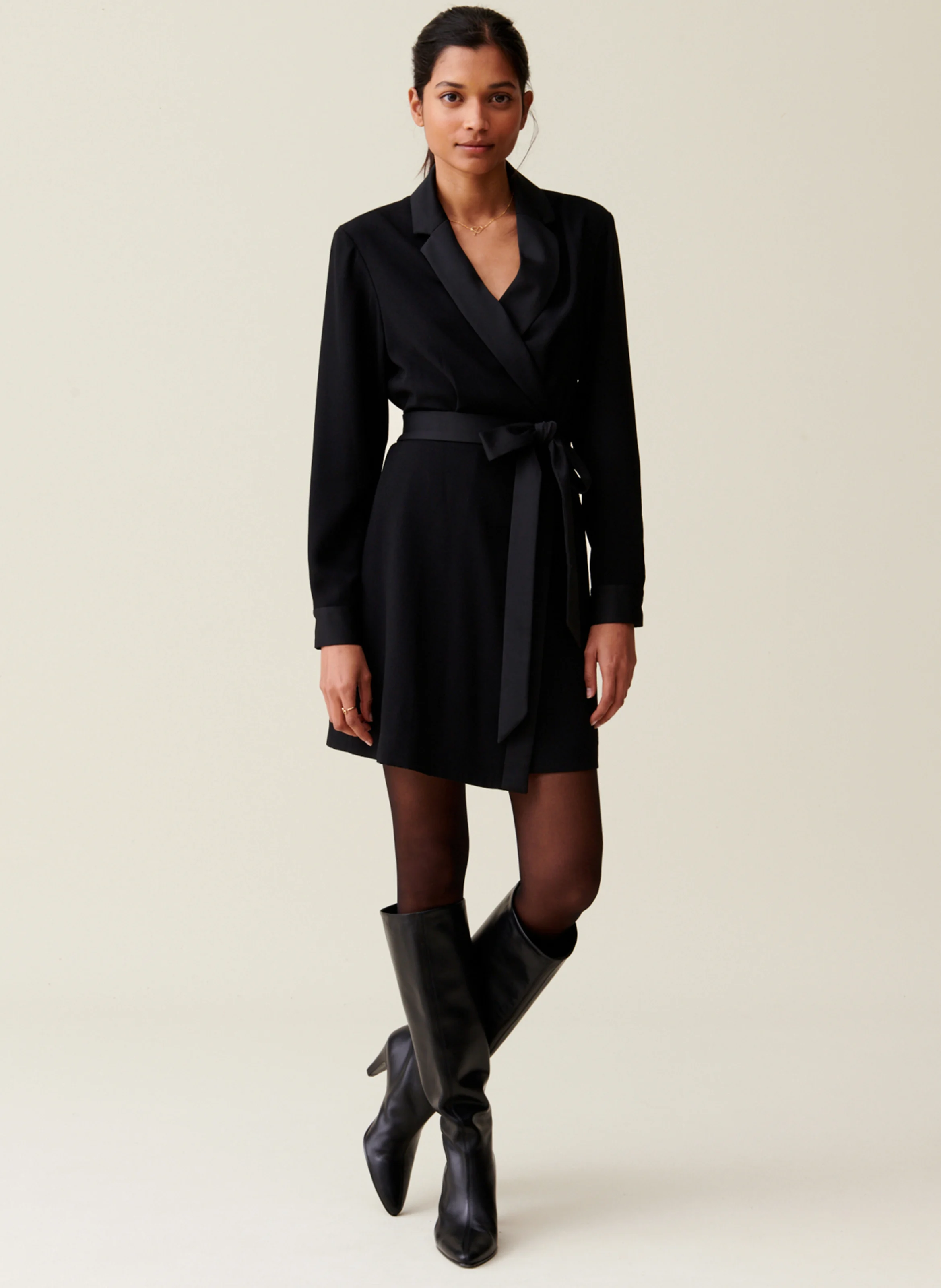 Manteau droit col tailleur| Noir