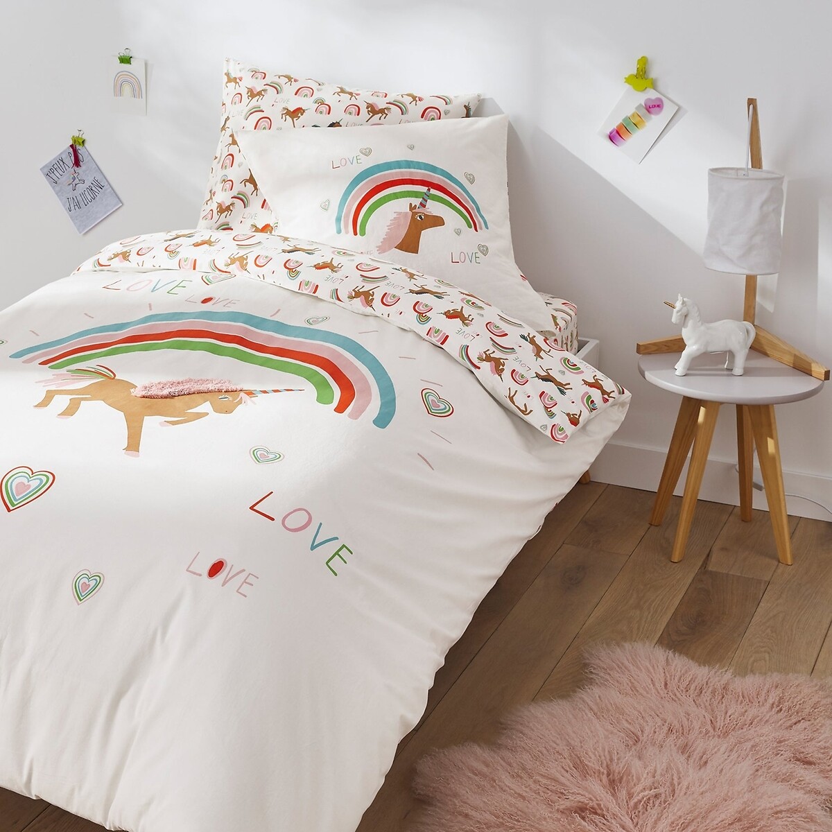 LA REDOUTE INTERIEURS<br>Lençol de algodão orgânico, Licorne