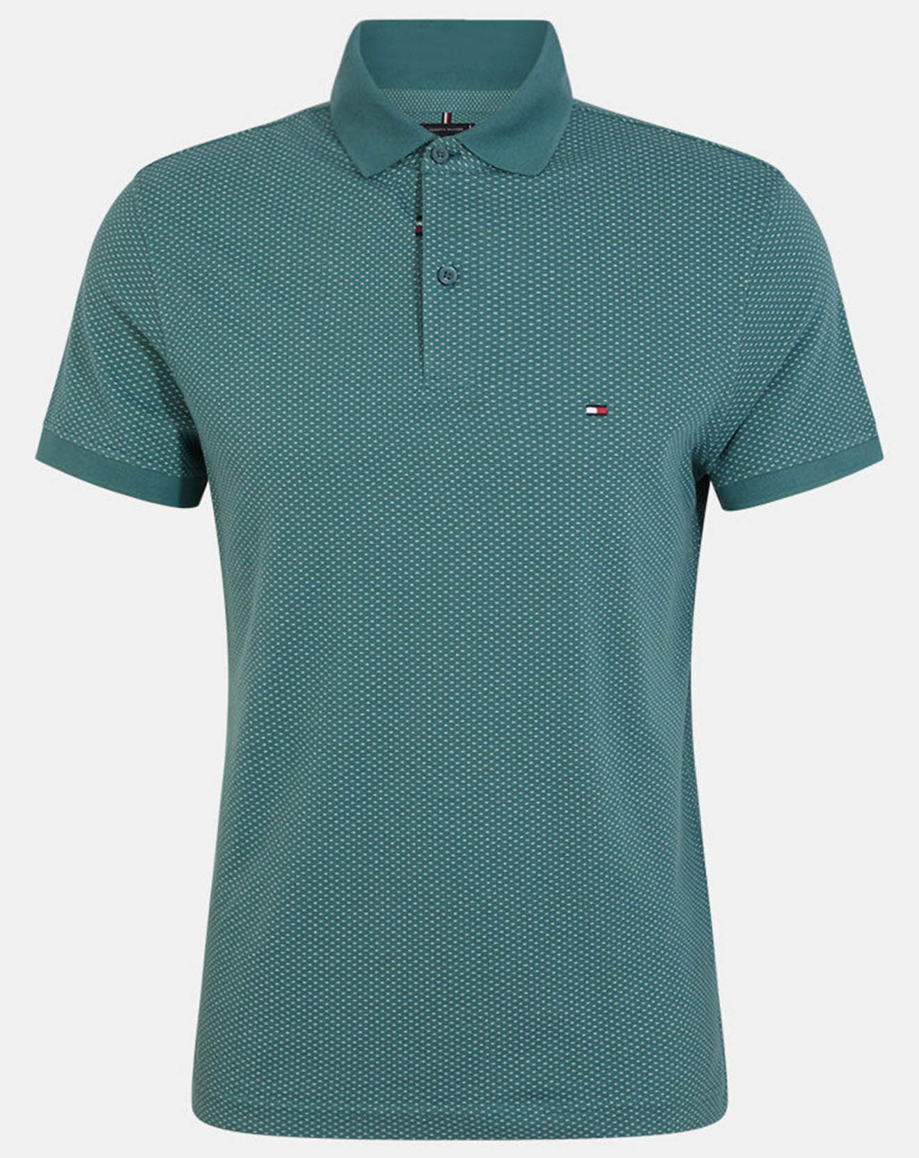 Tommy Hilfiger Polo slim micro imprimé bleu canard