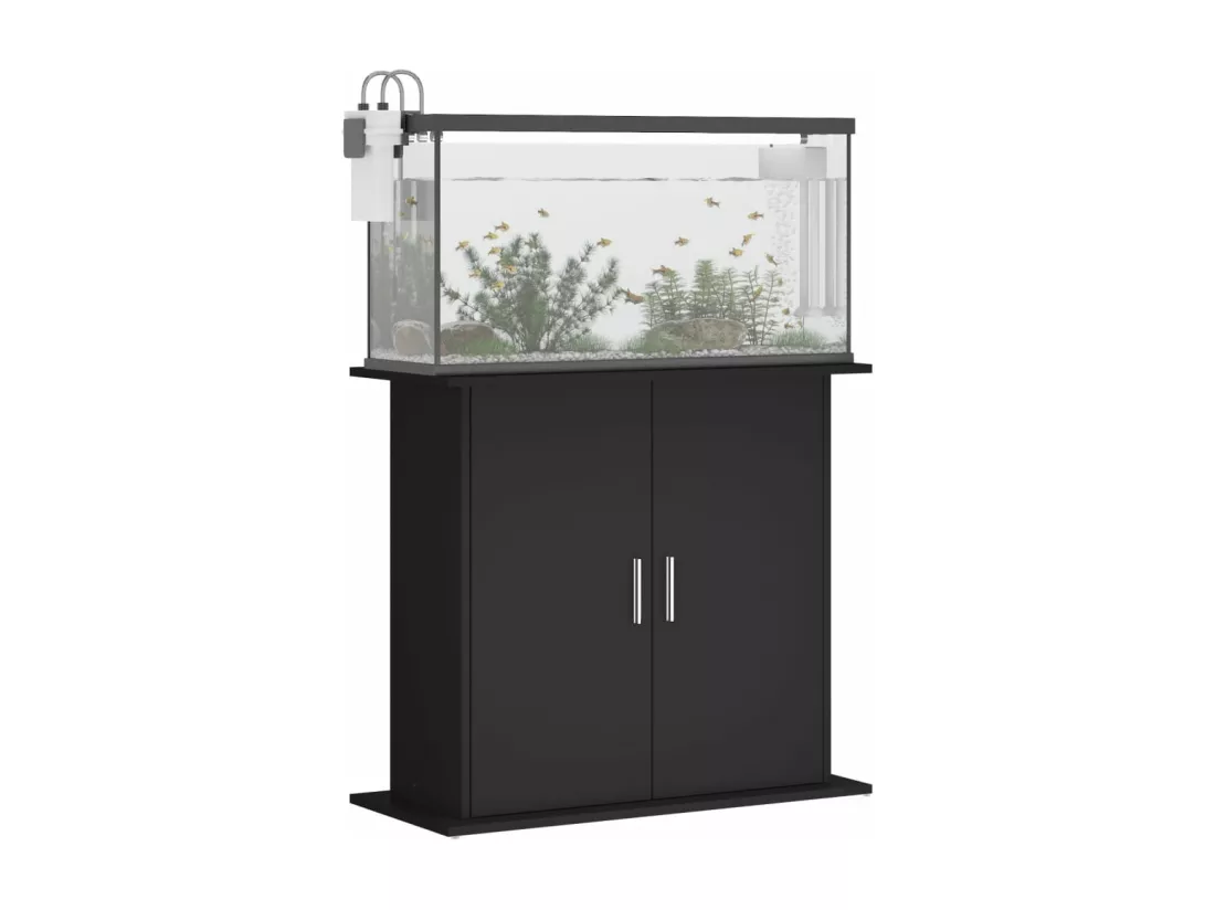 Support pour aquarium noir 81x36x73 cm bois d'ingénierie