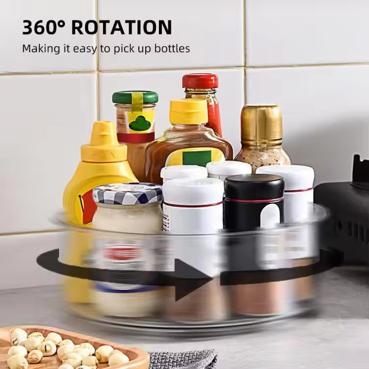 (Ø24cm) Drehteller Küchen Organizer 360º Grad Kühlschrank Turn Table Platte Gewürzregal - Transparent