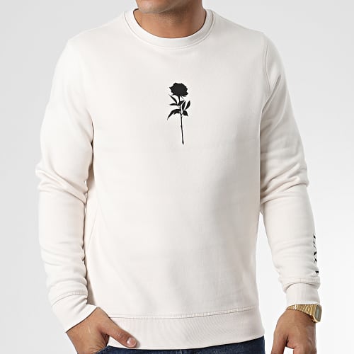 Sweat Crewneck Roses Beige Noir
