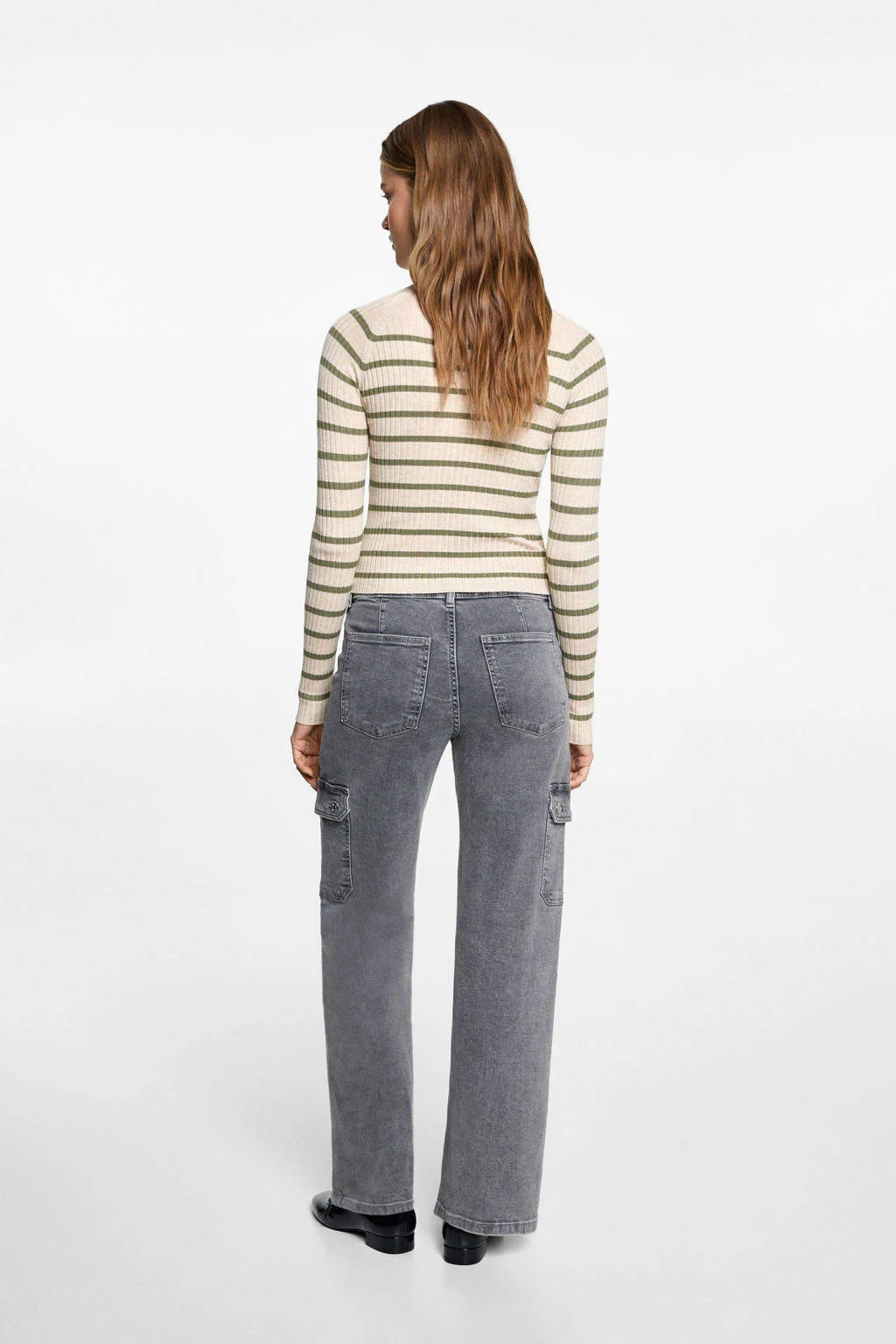 MANGO TEEN trui lichtbruin rib gebreid