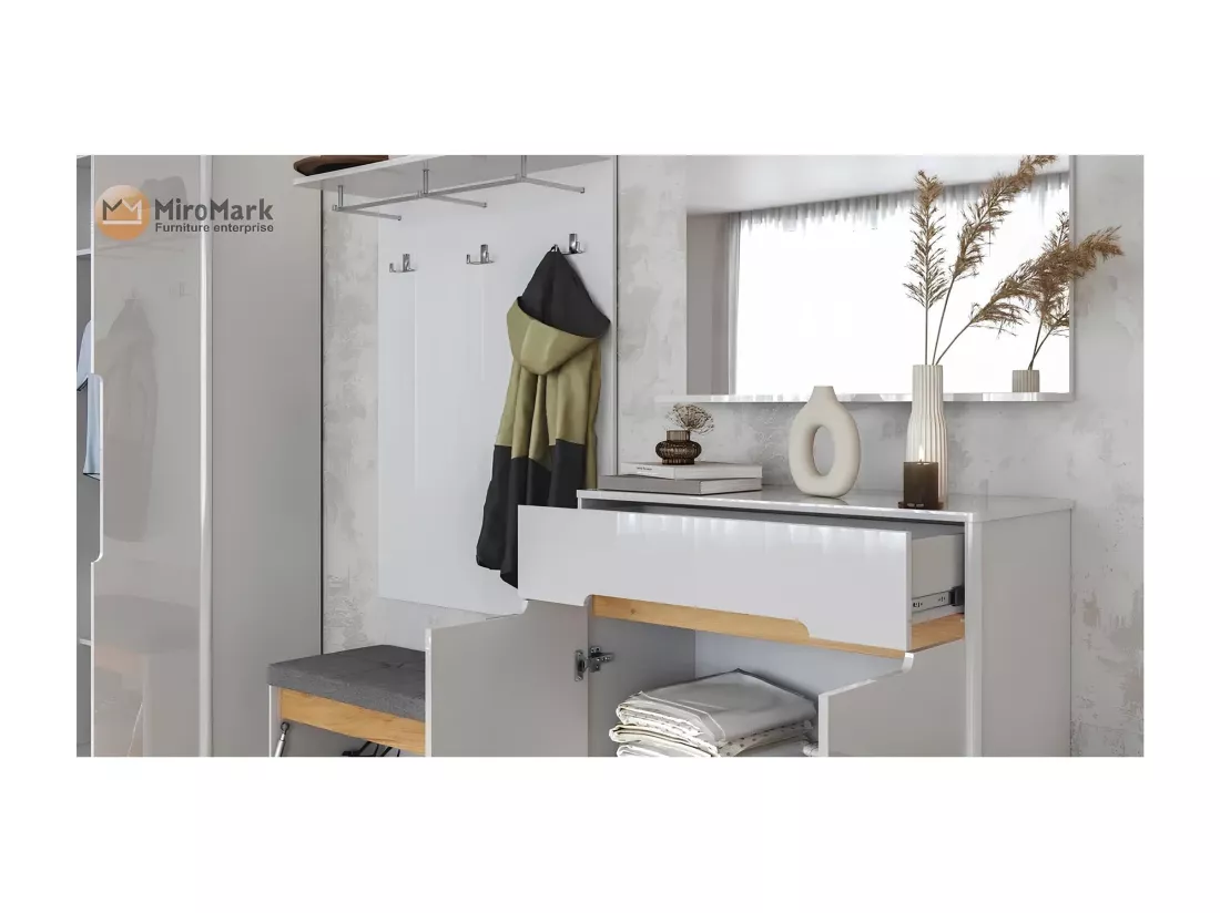 Ensemble d'entrée vestiaire STELLA blanc brillant