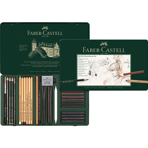 FABER-CASTELL PITT Monochrome-Set im Metall-Etui