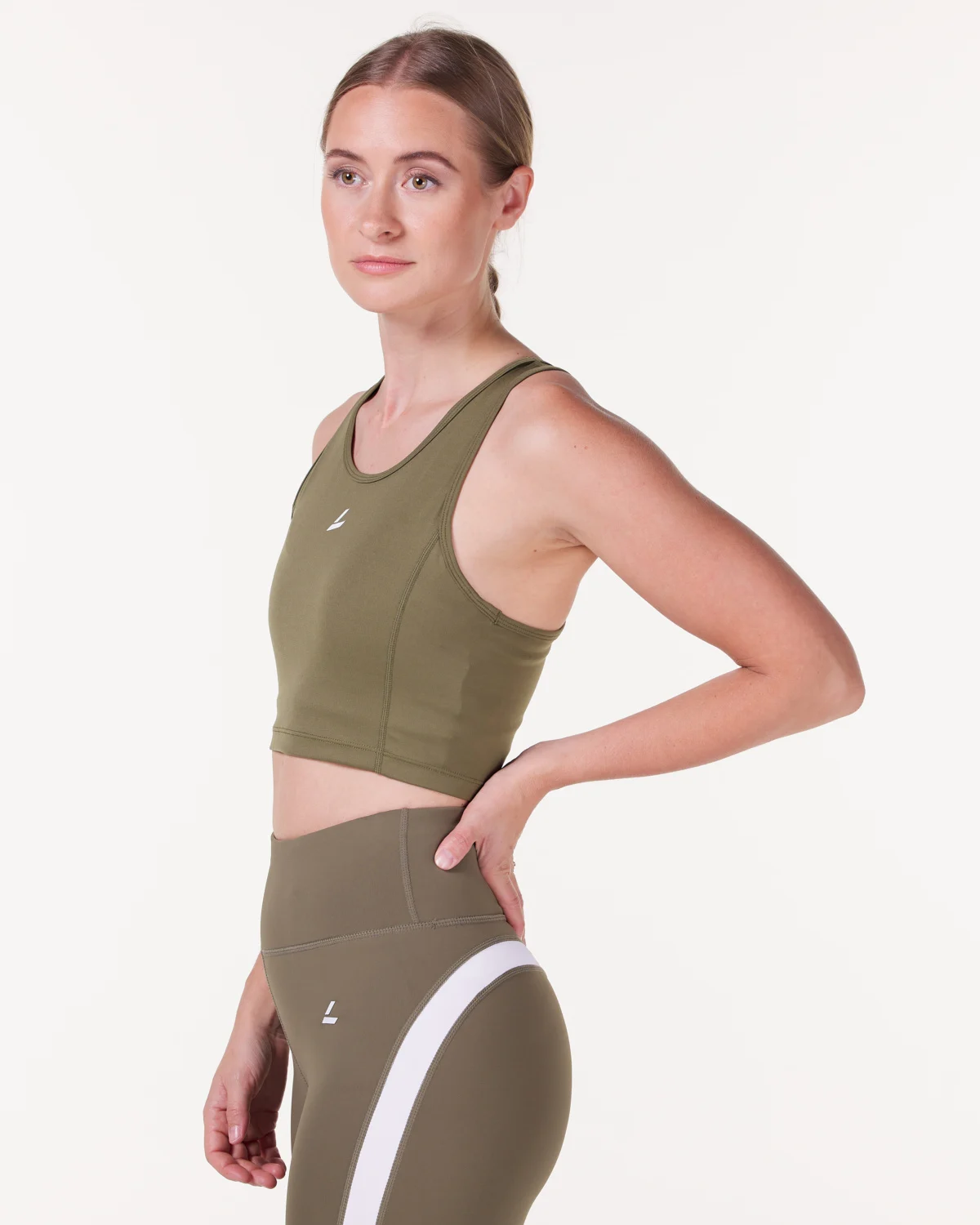 LEVITY Division Lightweight Crop Tank Green Burnt