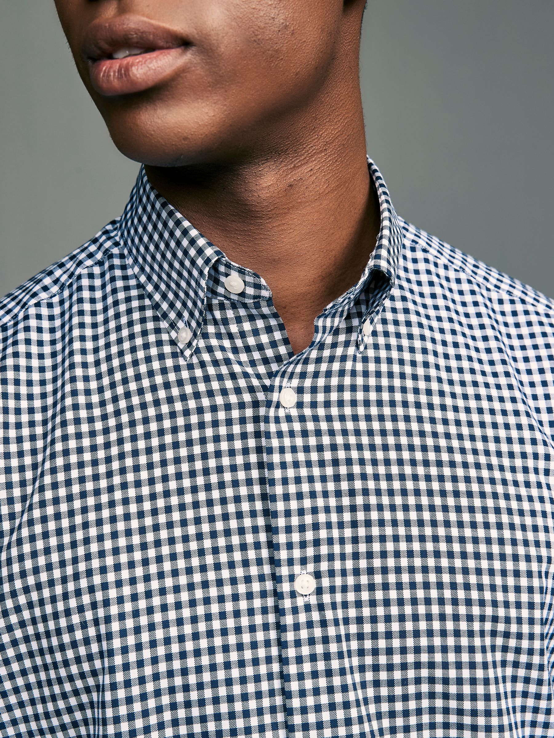 Blauw gingham/rood gingham - Set van 2 stuks strijkvrije Oxford-overhemden