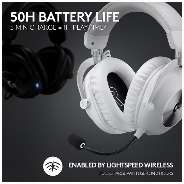 Logitech G Pro X 2 Lightspeed trådløst gaming-headset (hvid)