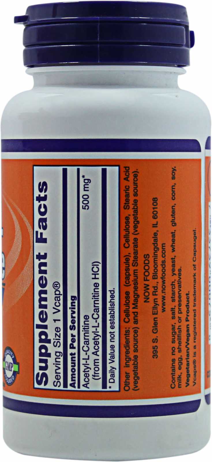 NOW Foods Acetil L-Carnitina 500 mg 50 cápsulas