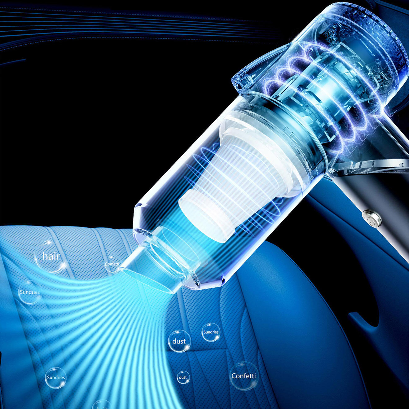 Vortex Aspirateur à main sans fil pliable avec éclairage LED  blanc