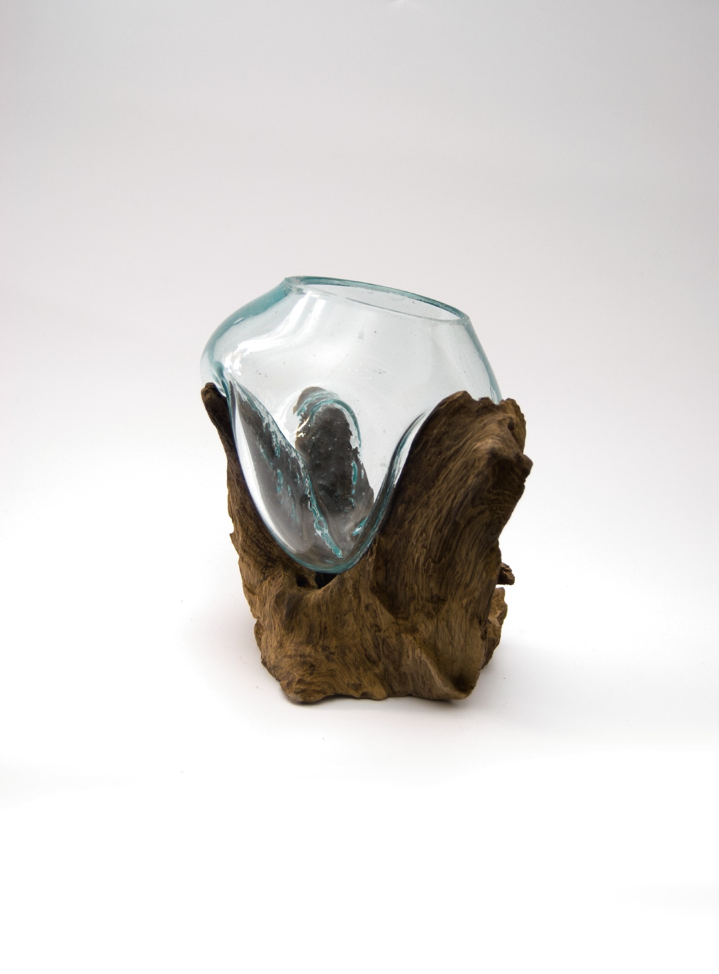 Glasvase aus Wurzelholz, B ca. 20 cm, H ca. 20 cm, T ca. 20 cm von fischer's lagerhaus
