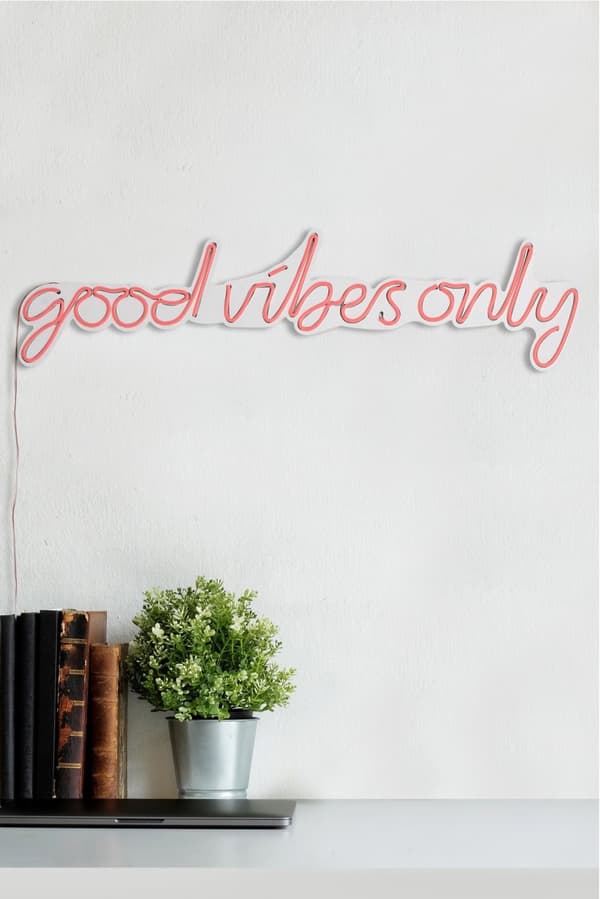 Dekorativt LED-belysning i plast Kun Good Vibes - Rosa