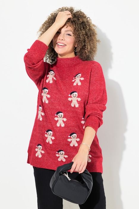 Pullover, Lebkuchenmann, Stehkragen, Langarm