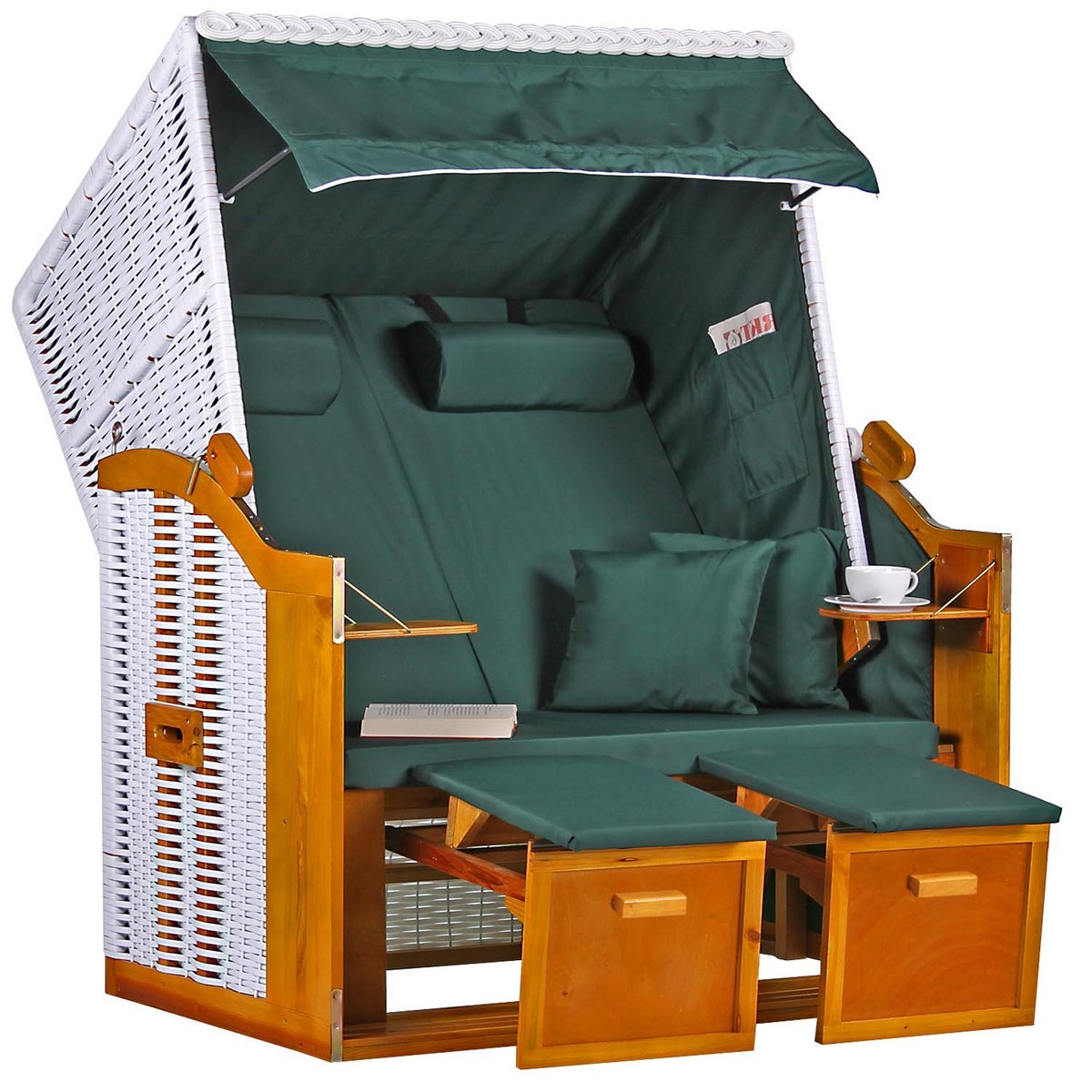 Baltic PE strandstoel, wit, effen groen design