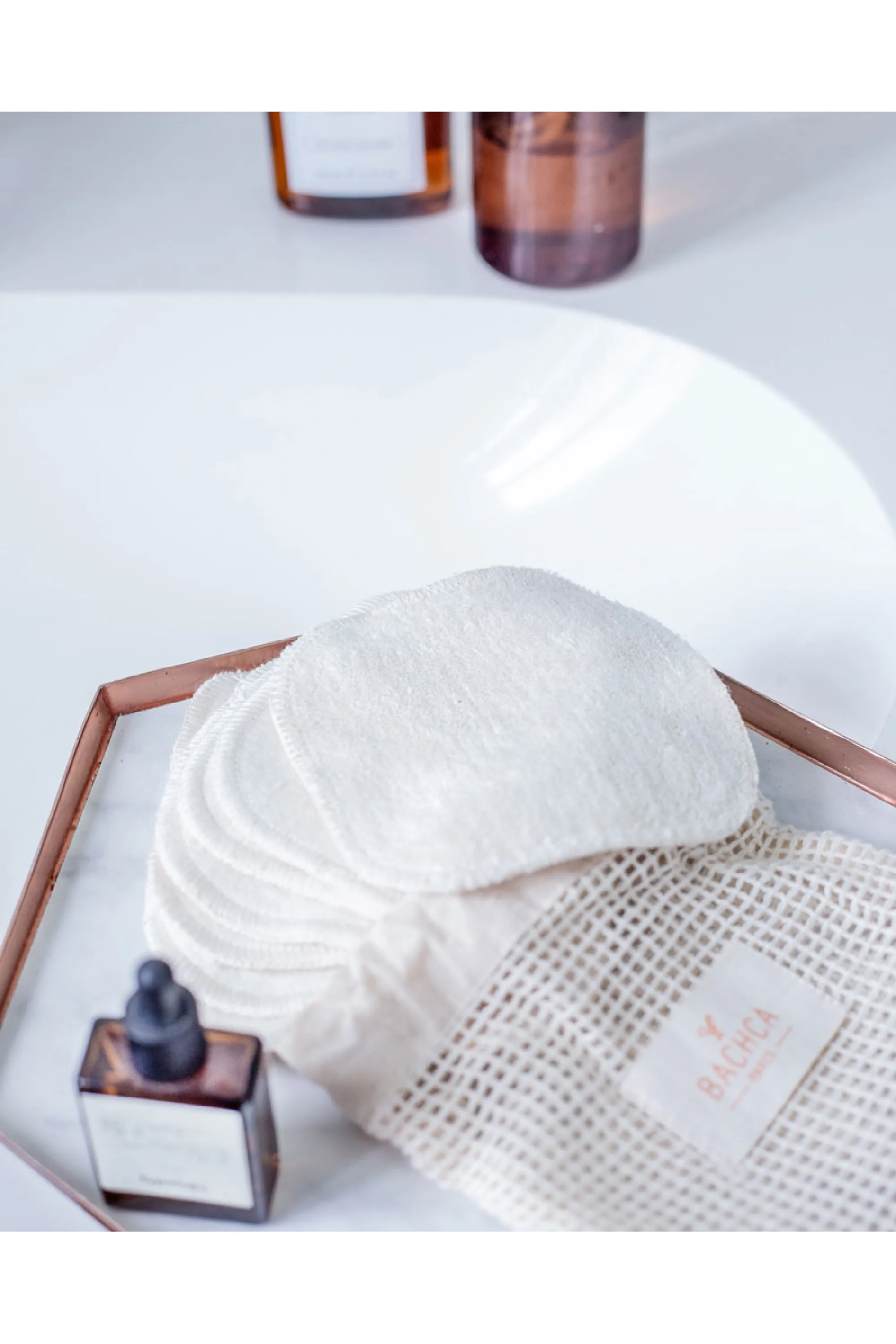 Bachca 7 carrés démaquillants réutilisables + filet de lavage