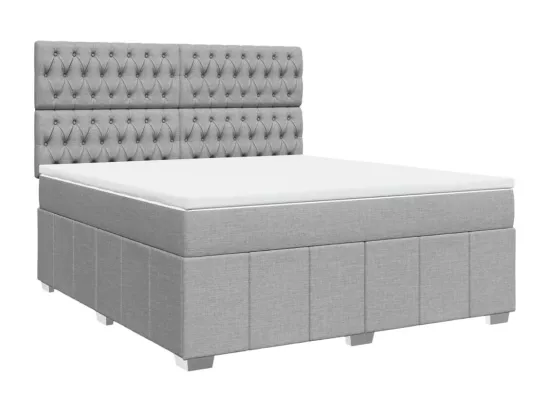 Sommier à lattes de lit avec matelas Gris clair 180x200cm Tissu